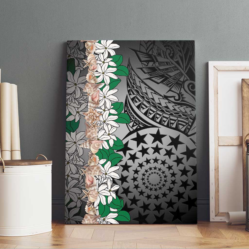 Cook Islands Tiare Maori With Conch Shell Canvas Wall Art Pasifika Fest Polynesian Tattoo Black LT14 - Polynesian Pride