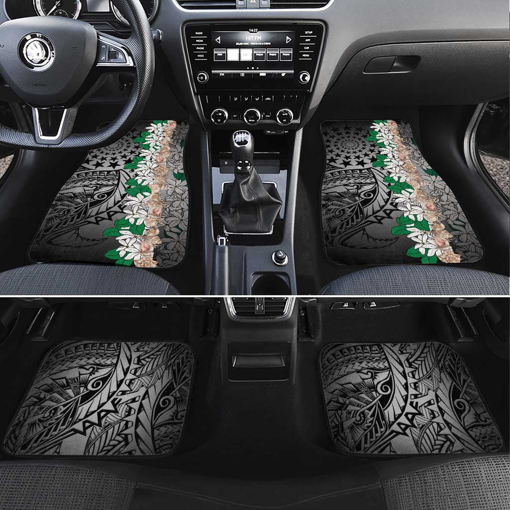 Cook Islands Tiare Maori With Conch Shell Car Mats Pasifika Fest Polynesian Tattoo Black