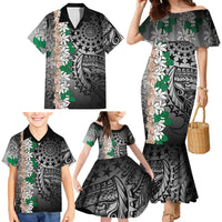 Cook Islands Tiare Maori With Conch Shell Family Matching Mermaid Dress and Hawaiian Shirt Pasifika Fest Polynesian Tattoo Black