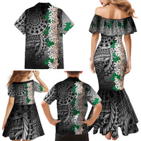 Cook Islands Tiare Maori With Conch Shell Family Matching Mermaid Dress and Hawaiian Shirt Pasifika Fest Polynesian Tattoo Black