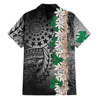 Cook Islands Tiare Maori With Conch Shell Family Matching Off The Shoulder Long Sleeve Dress and Hawaiian Shirt Pasifika Fest Polynesian Tattoo Black