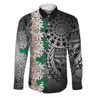 Cook Islands Tiare Maori With Conch Shell Family Matching Off The Shoulder Long Sleeve Dress and Hawaiian Shirt Pasifika Fest Polynesian Tattoo Black