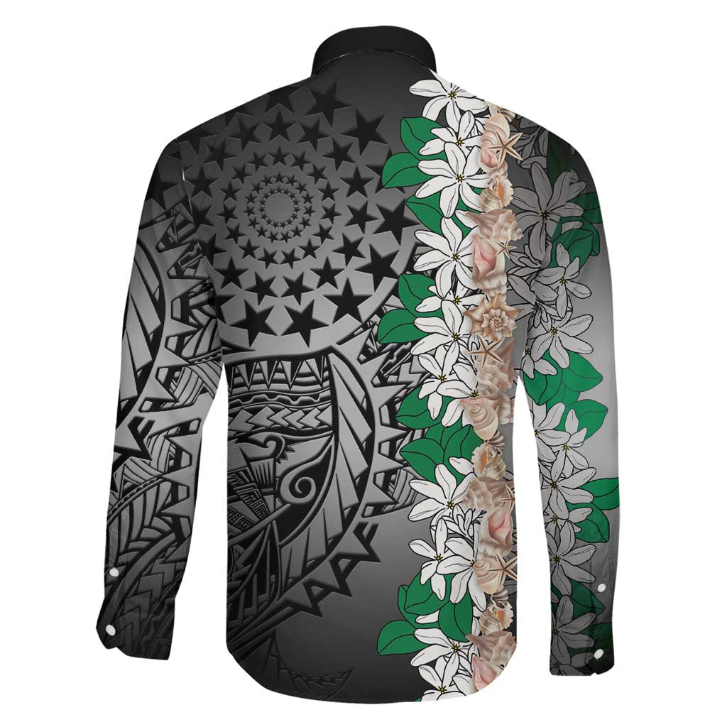 Cook Islands Tiare Maori With Conch Shell Family Matching Off Shoulder Short Dress and Hawaiian Shirt Pasifika Fest Polynesian Tattoo Black