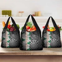 Cook Islands Tiare Maori With Conch Shell Grocery Bag Pasifika Fest Polynesian Tattoo Black