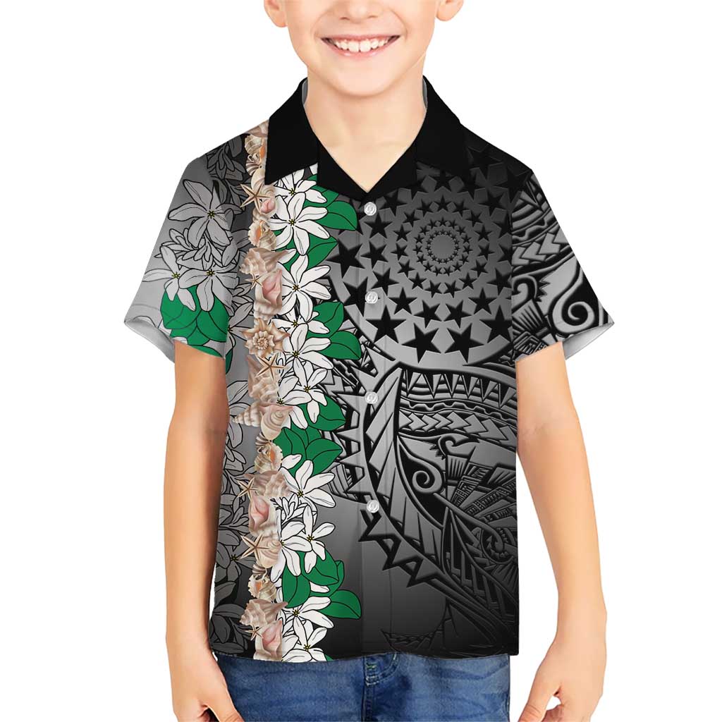 Cook Islands Tiare Maori With Conch Shell Hawaiian Shirt Pasifika Fest Polynesian Tattoo Black
