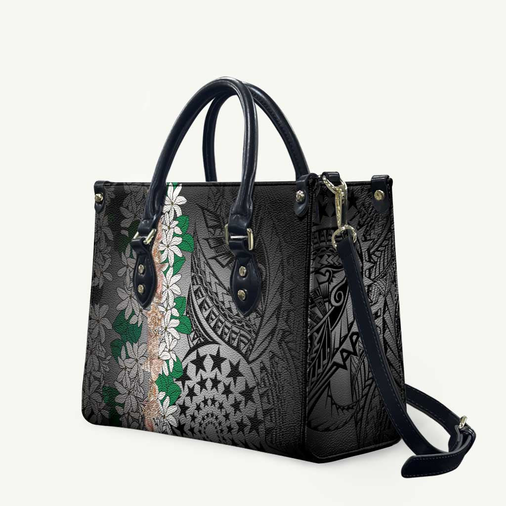 Cook Islands Tiare Maori With Conch Shell Leather Bag Pasifika Fest Polynesian Tattoo Black LT14 Black - Polynesian Pride