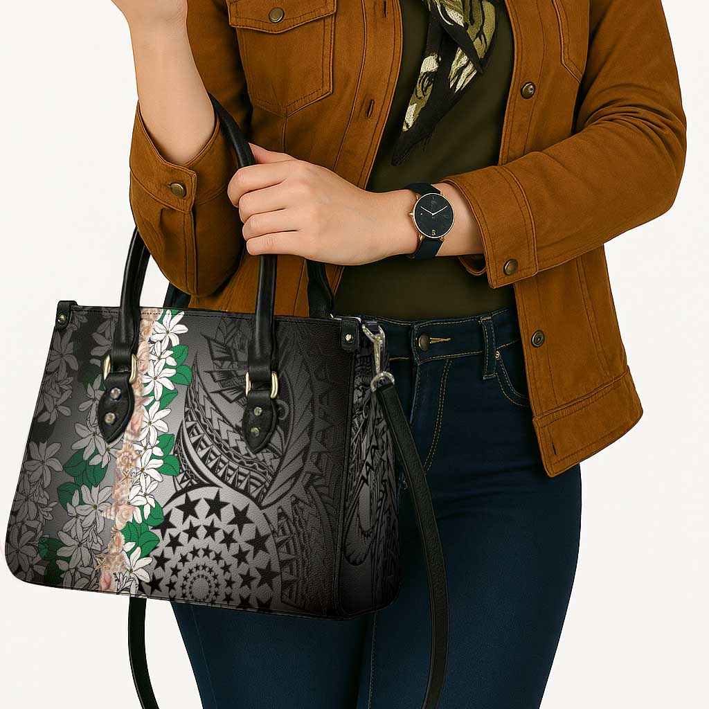 Cook Islands Tiare Maori With Conch Shell Leather Bag Pasifika Fest Polynesian Tattoo Black LT14 - Polynesian Pride