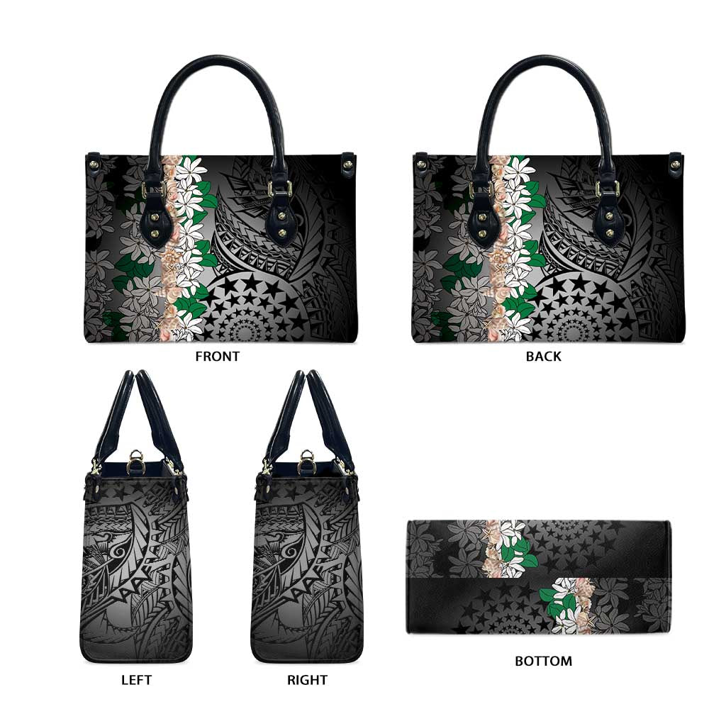 Cook Islands Tiare Maori With Conch Shell Leather Bag Pasifika Fest Polynesian Tattoo Black LT14 - Polynesian Pride