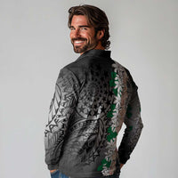 Cook Islands Tiare Maori With Conch Shell Long Sleeve Polo Shirt Pasifika Fest Polynesian Tattoo Black LT14 - Polynesian Pride