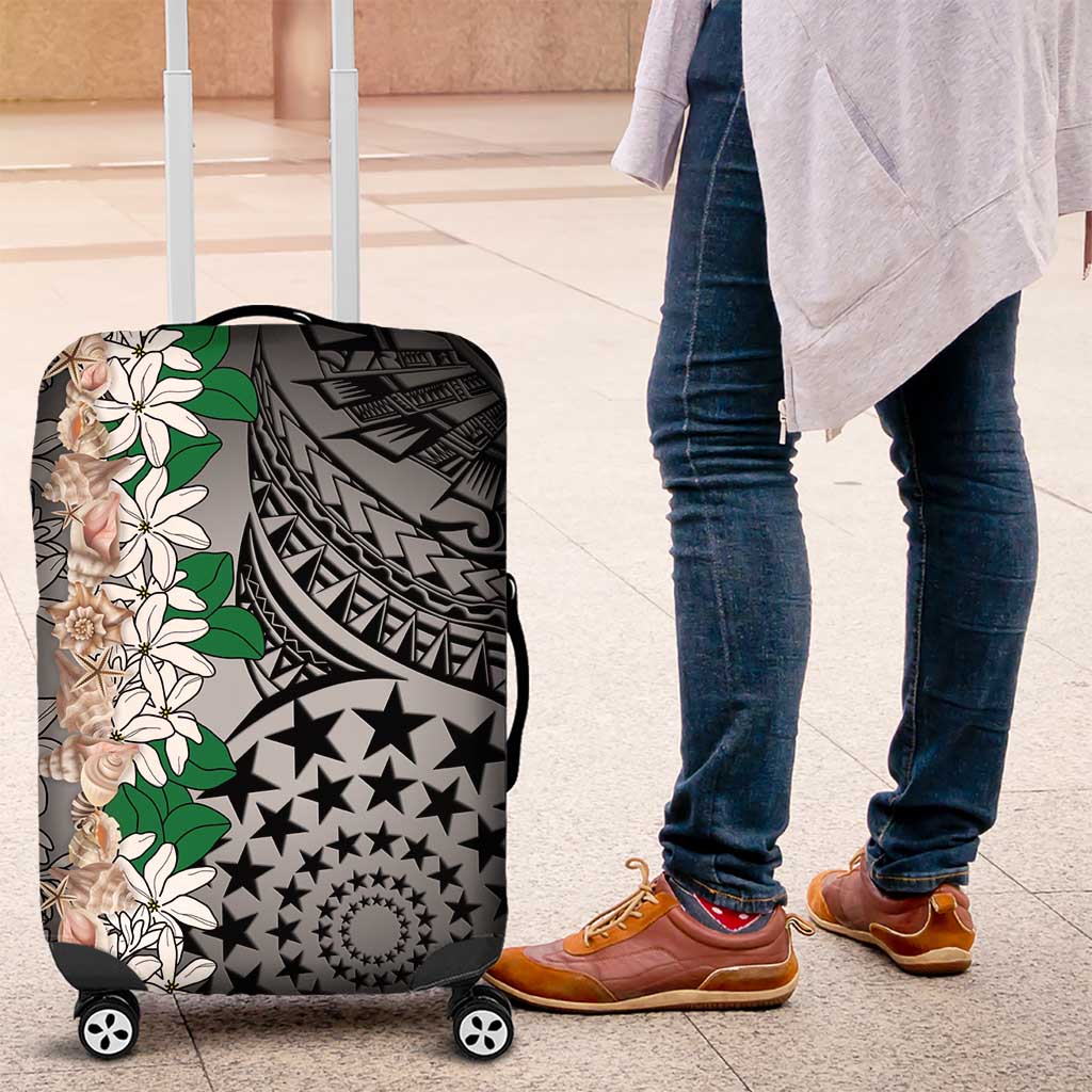 Cook Islands Tiare Maori With Conch Shell Luggage Cover Pasifika Fest Polynesian Tattoo Black