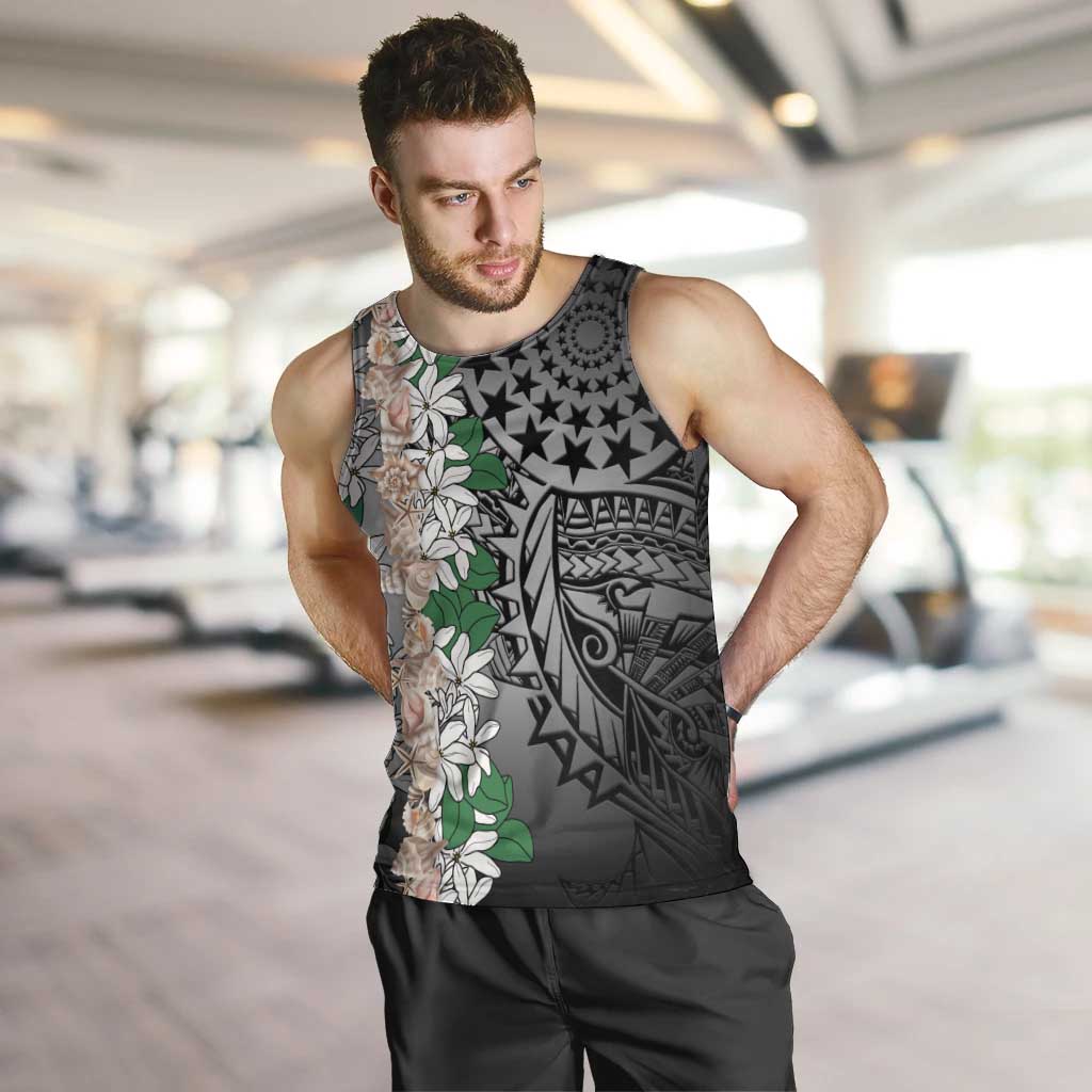 Cook Islands Tiare Maori With Conch Shell Men Tank Top Pasifika Fest Polynesian Tattoo Black
