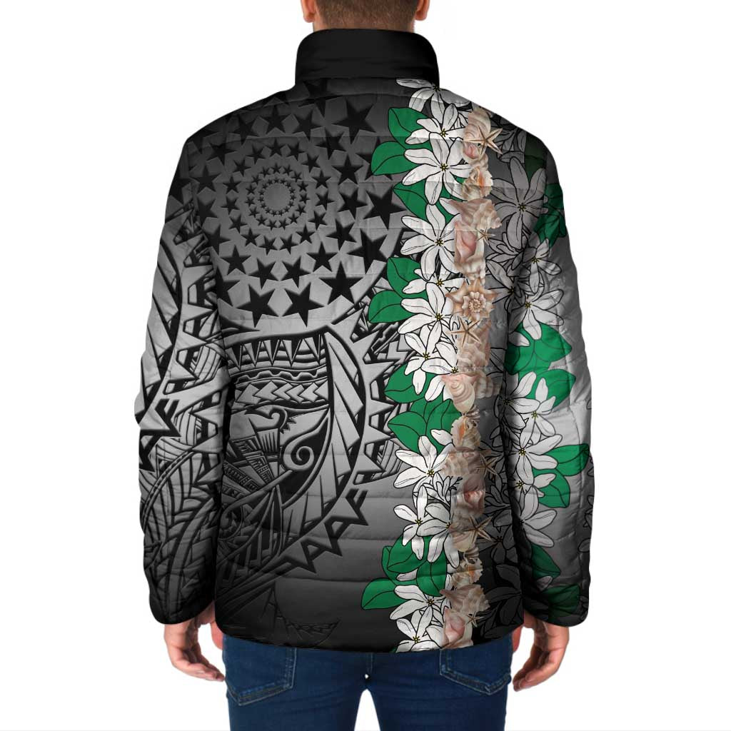 Cook Islands Tiare Maori With Conch Shell Padded Jacket Pasifika Fest Polynesian Tattoo Black