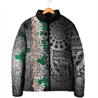 Cook Islands Tiare Maori With Conch Shell Padded Jacket Pasifika Fest Polynesian Tattoo Black
