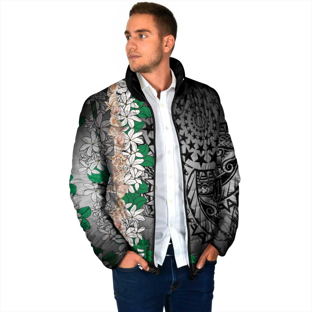 Cook Islands Tiare Maori With Conch Shell Padded Jacket Pasifika Fest Polynesian Tattoo Black