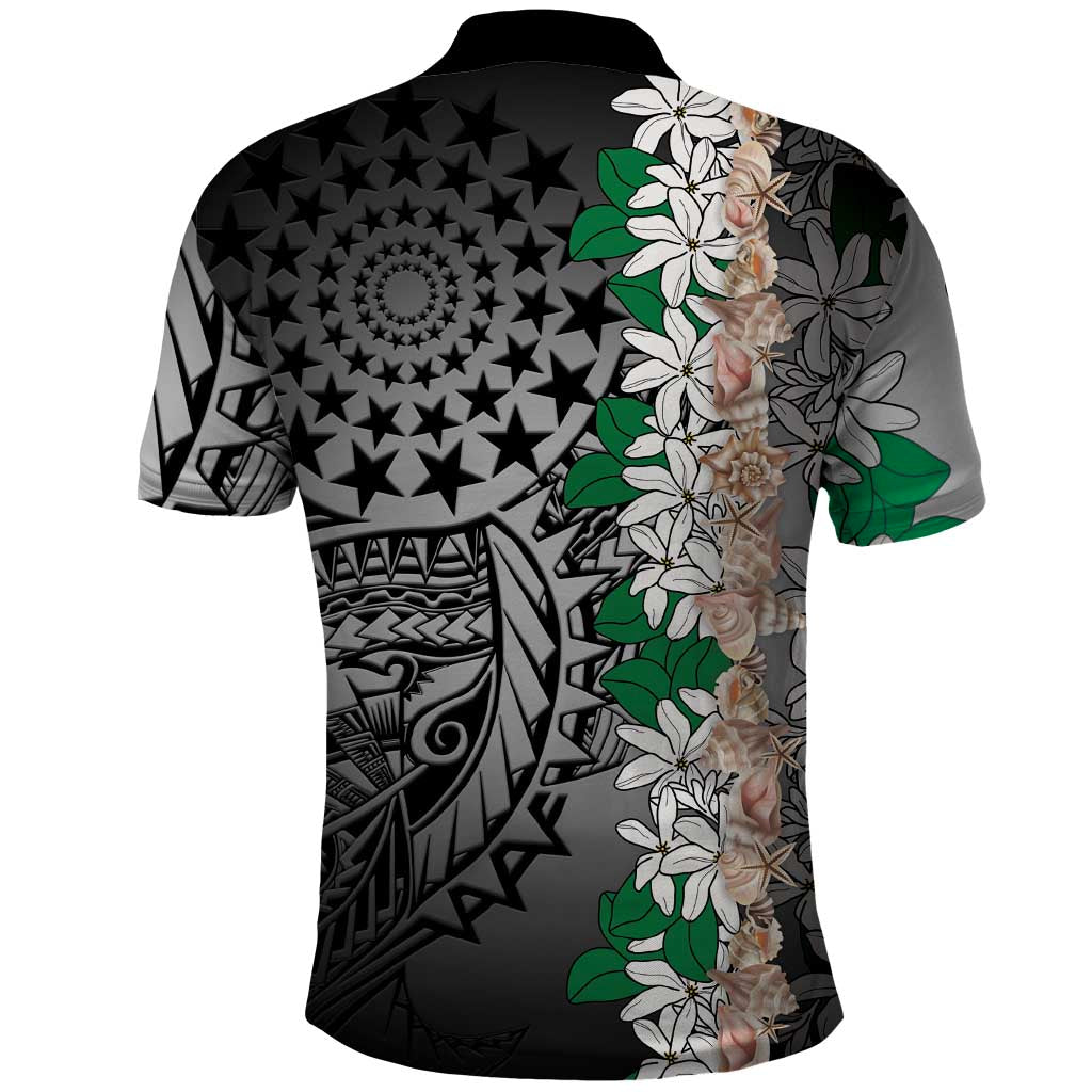 Cook Islands Tiare Maori With Conch Shell Polo Shirt Pasifika Fest Polynesian Tattoo Black