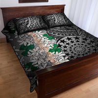 Cook Islands Tiare Maori With Conch Shell Quilt Bed Set Pasifika Fest Polynesian Tattoo Black