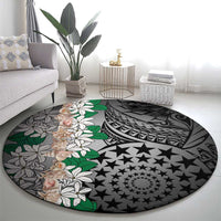 Cook Islands Tiare Maori With Conch Shell Round Carpet Pasifika Fest Polynesian Tattoo Black LT14 - Polynesian Pride