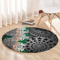 Cook Islands Tiare Maori With Conch Shell Round Carpet Pasifika Fest Polynesian Tattoo Black LT14 - Polynesian Pride