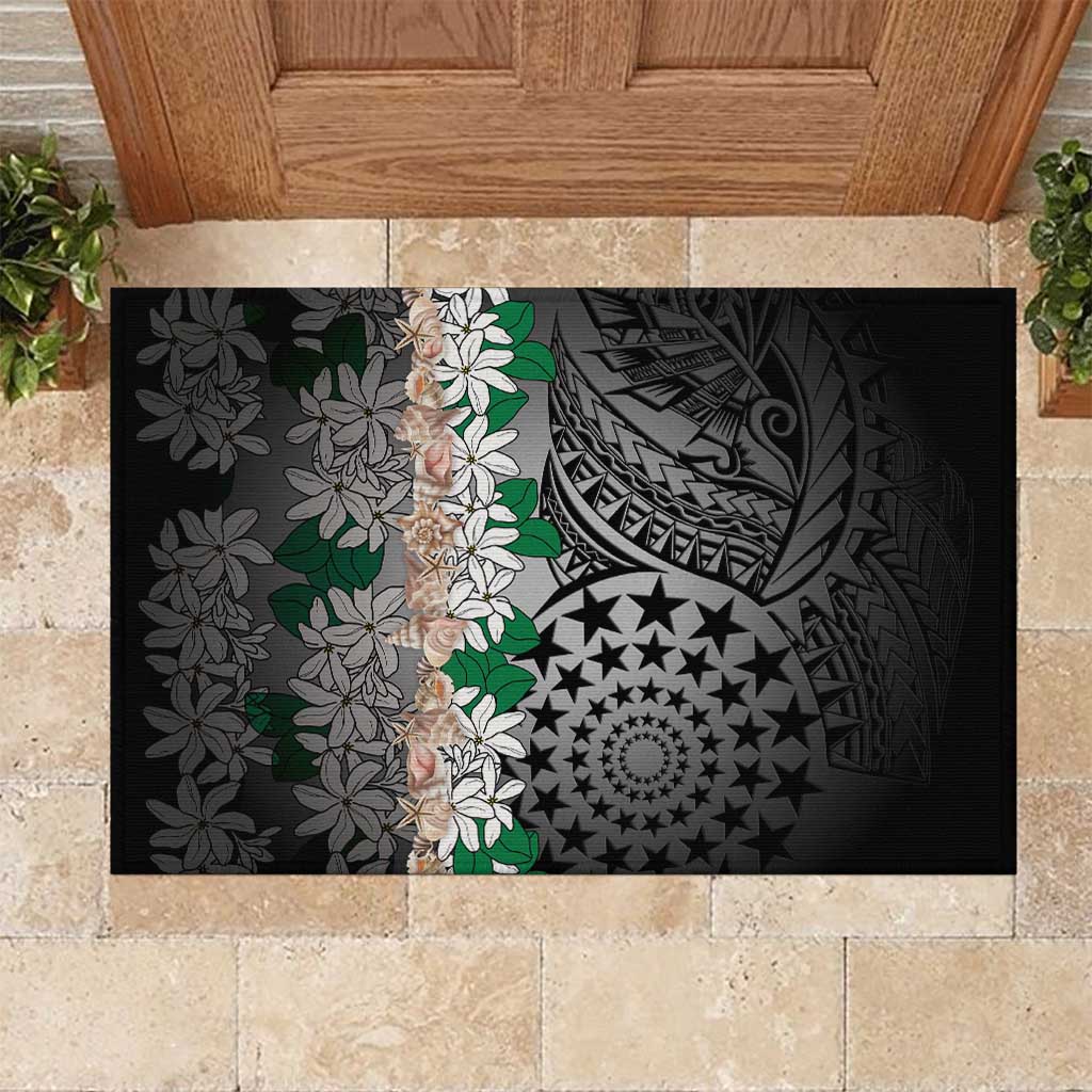 Cook Islands Tiare Maori With Conch Shell Rubber Doormat Pasifika Fest Polynesian Tattoo Black LT14 Black - Polynesian Pride