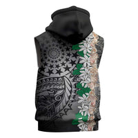 Cook Islands Tiare Maori With Conch Shell Sleeveless Hoodie Pasifika Fest Polynesian Tattoo Black LT14 - Polynesian Pride