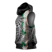Cook Islands Tiare Maori With Conch Shell Sleeveless Hoodie Pasifika Fest Polynesian Tattoo Black LT14 - Polynesian Pride
