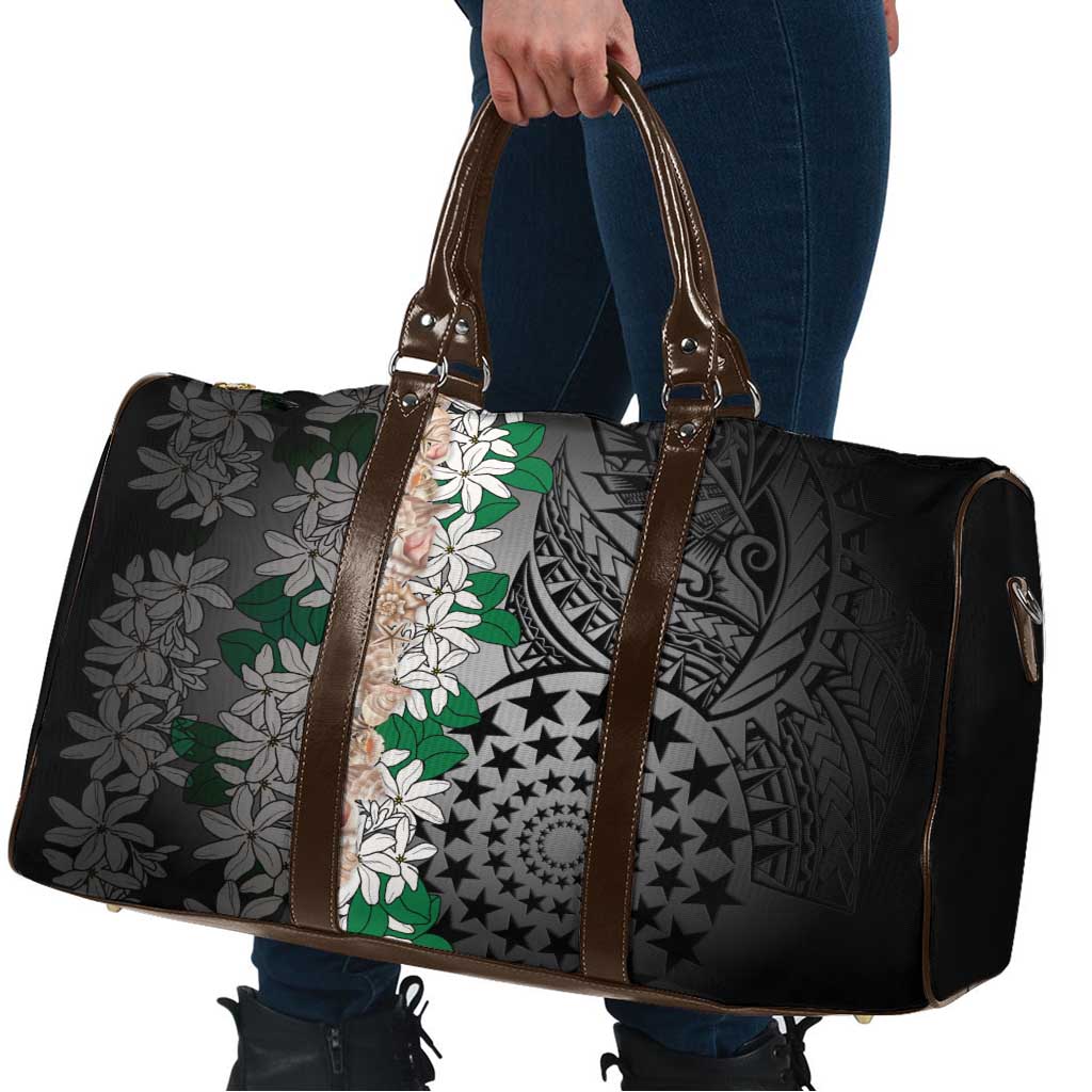 Cook Islands Tiare Maori With Conch Shell Travel Bag Pasifika Fest Polynesian Tattoo Black