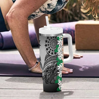 Cook Islands Tiare Maori With Conch Shell Tumbler With Handle Pasifika Fest Polynesian Tattoo Black