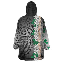 Cook Islands Tiare Maori With Conch Shell Wearable Blanket Hoodie Pasifika Fest Polynesian Tattoo Black LT14 - Polynesian Pride
