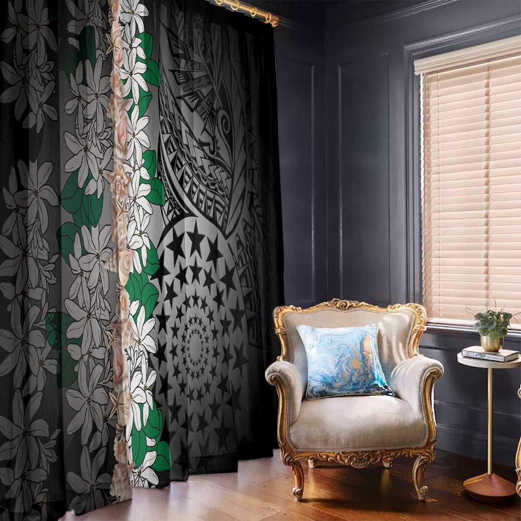 Cook Islands Tiare Maori With Conch Shell Window Curtain Pasifika Fest Polynesian Tattoo Black