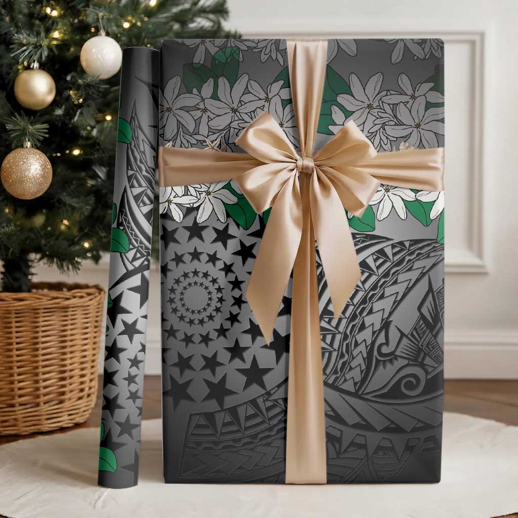 Cook Islands Tiare Maori With Conch Shell Wrapping Paper Pasifika Fest Polynesian Tattoo Black