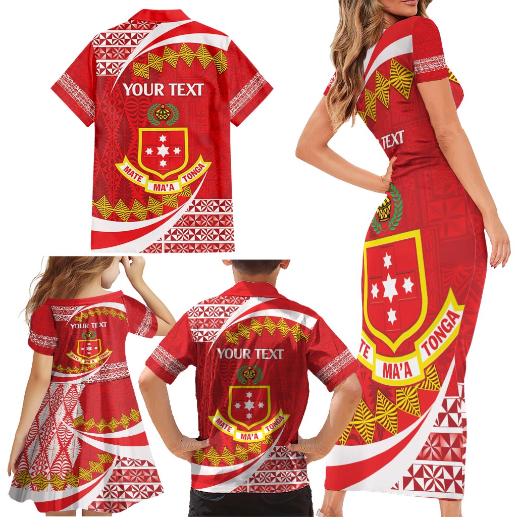 Personalised Kolisi Tonga College Atele Family Matching Short Sleeve Bodycon Dress and Hawaiian Shirt Mate Maa Tonga 142 Years Anniversary