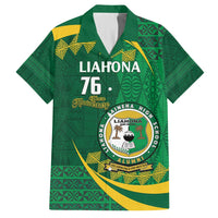 Personalised Tonga Liahona-Saineha High School Family Matching Off Shoulder Short Dress and Hawaiian Shirt Happy 76 Years Anniversary