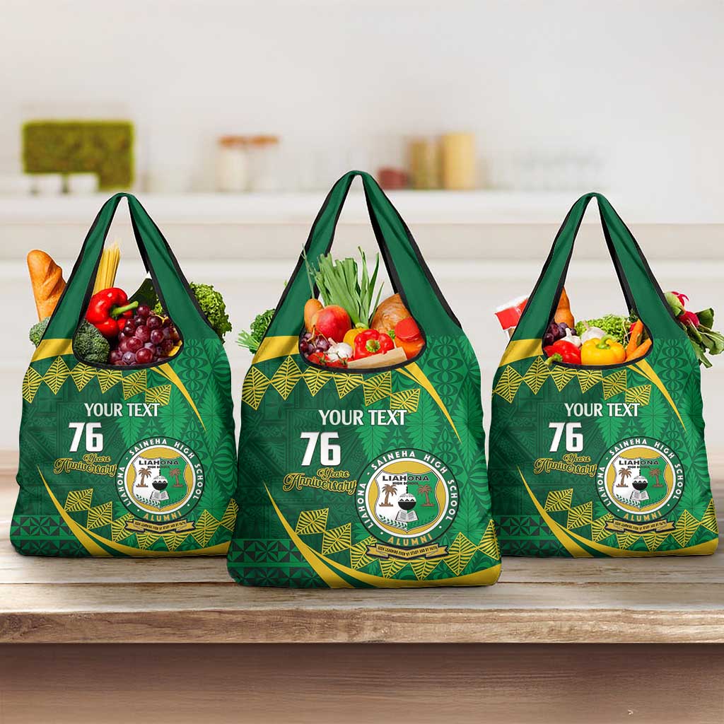 Personalised Tonga Liahona-Saineha High School Grocery Bag Happy 76 Years Anniversary