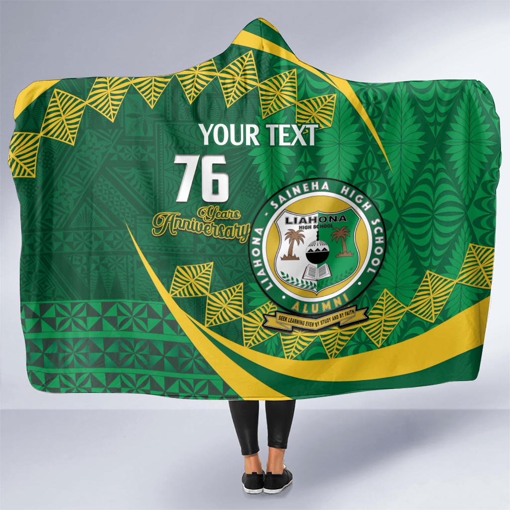 Personalised Tonga Liahona-Saineha High School Hooded Blanket Happy 76 Years Anniversary