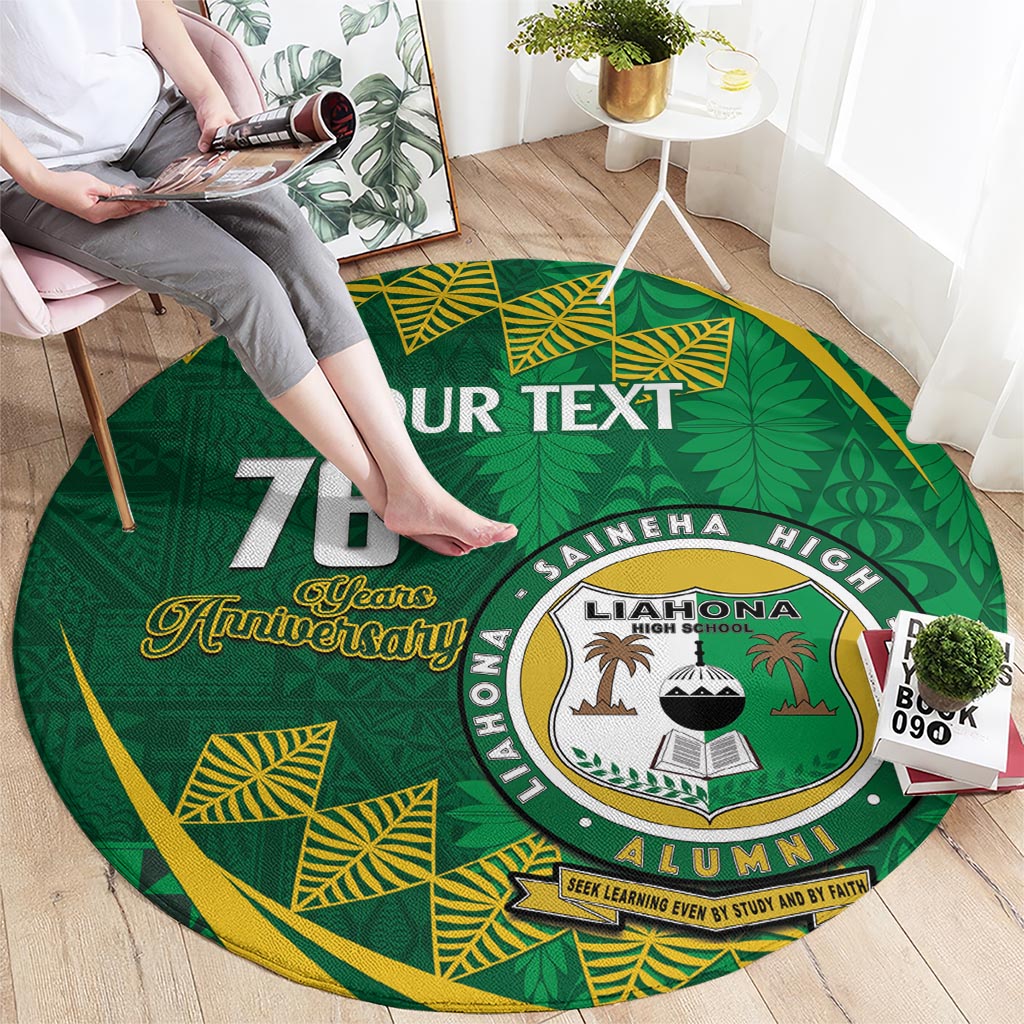 Personalised Tonga Liahona-Saineha High School Round Carpet Happy 76 Years Anniversary