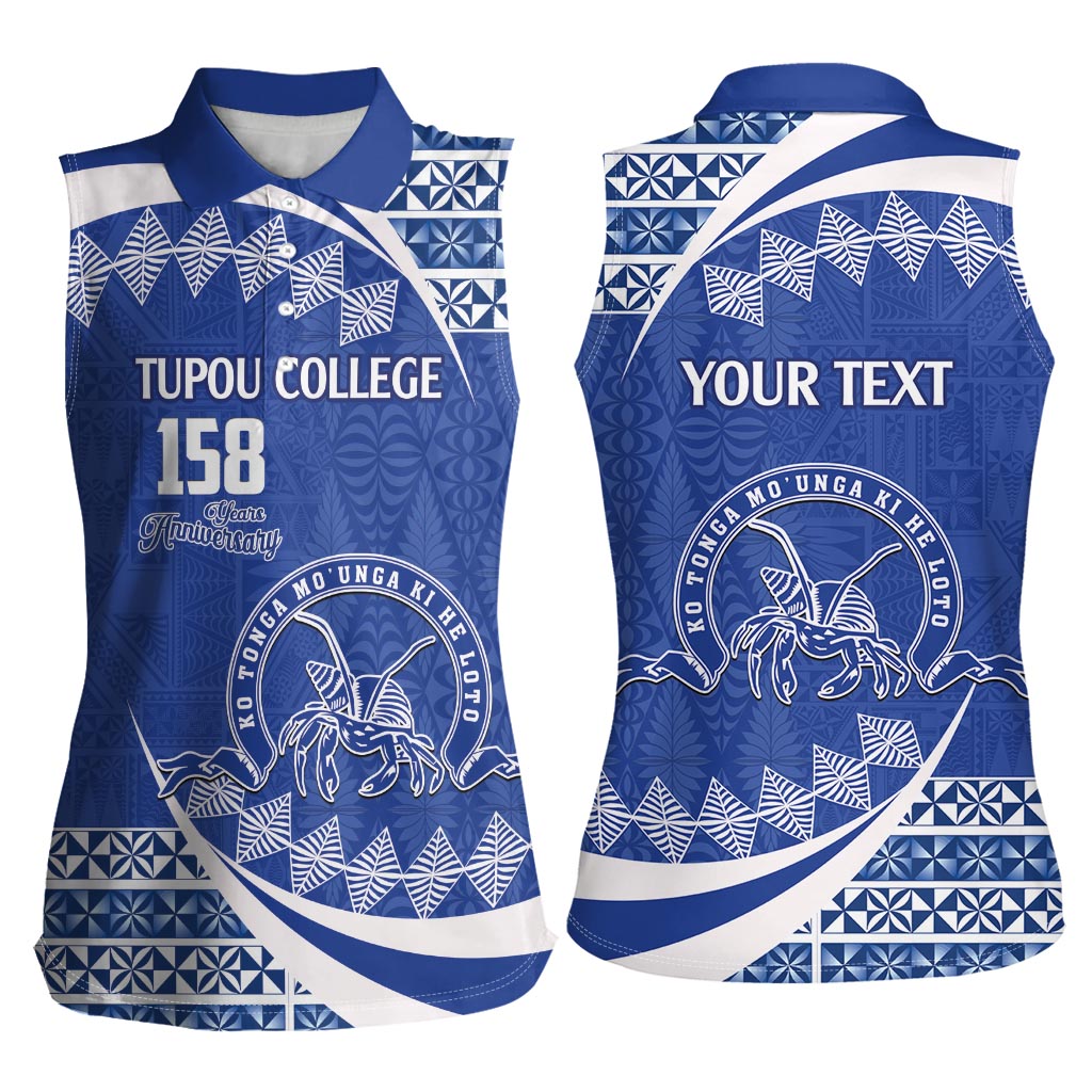 Personalised Tonga Tupou College Toloa Women Sleeveless Polo Shirt Happy 158 Years Anniversary