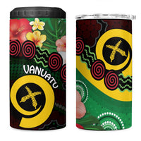 Long God Yumi Stanap Vanuatu 4 in 1 Can Cooler Tumbler Tropical Flowers Aboriginal Pattern