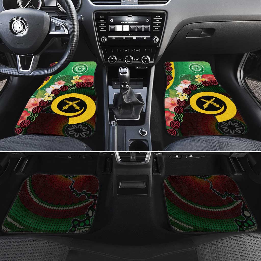 Long God Yumi Stanap Vanuatu Car Mats Tropical Flowers Aboriginal Pattern