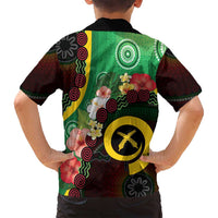 Long God Yumi Stanap Vanuatu Family Matching Off Shoulder Maxi Dress and Hawaiian Shirt Tropical Flowers Aboriginal Pattern