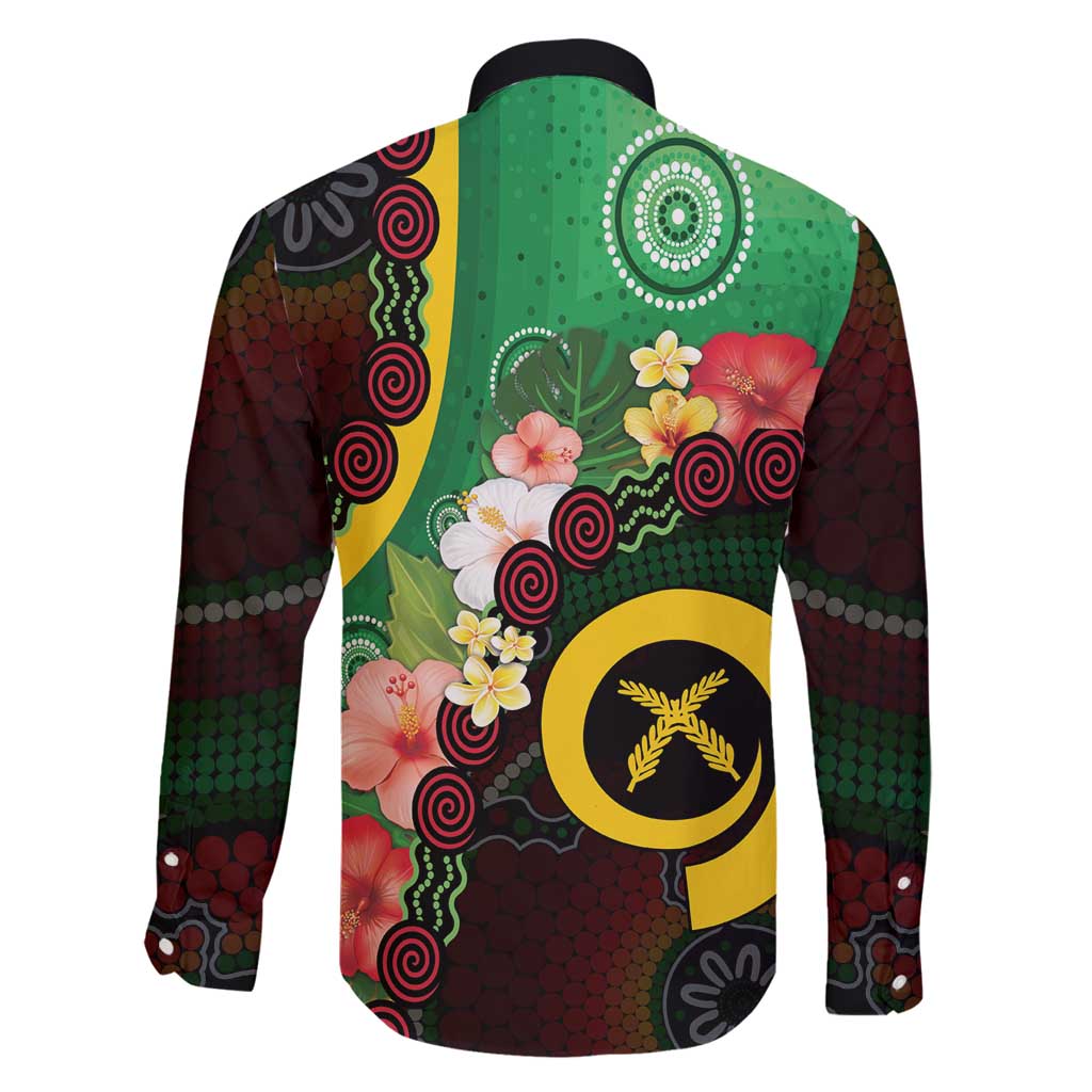 Long God Yumi Stanap Vanuatu Family Matching Off Shoulder Maxi Dress and Hawaiian Shirt Tropical Flowers Aboriginal Pattern