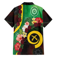 Long God Yumi Stanap Vanuatu Family Matching Puletasi and Hawaiian Shirt Tropical Flowers Aboriginal Pattern
