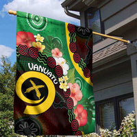 Long God Yumi Stanap Vanuatu Garden Flag Tropical Flowers Aboriginal Pattern