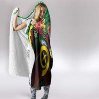 Long God Yumi Stanap Vanuatu Hooded Blanket Tropical Flowers Aboriginal Pattern LT14 - Polynesian Pride