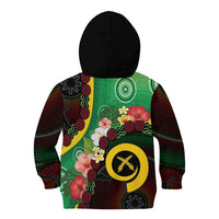 Long God Yumi Stanap Vanuatu Kid Hoodie Tropical Flowers Aboriginal Pattern LT14 - Polynesian Pride