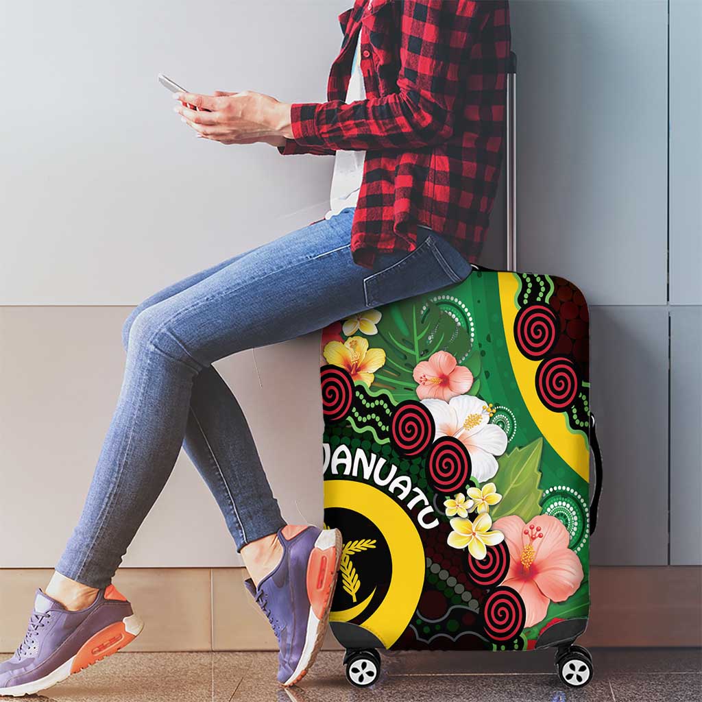 Long God Yumi Stanap Vanuatu Luggage Cover Tropical Flowers Aboriginal Pattern