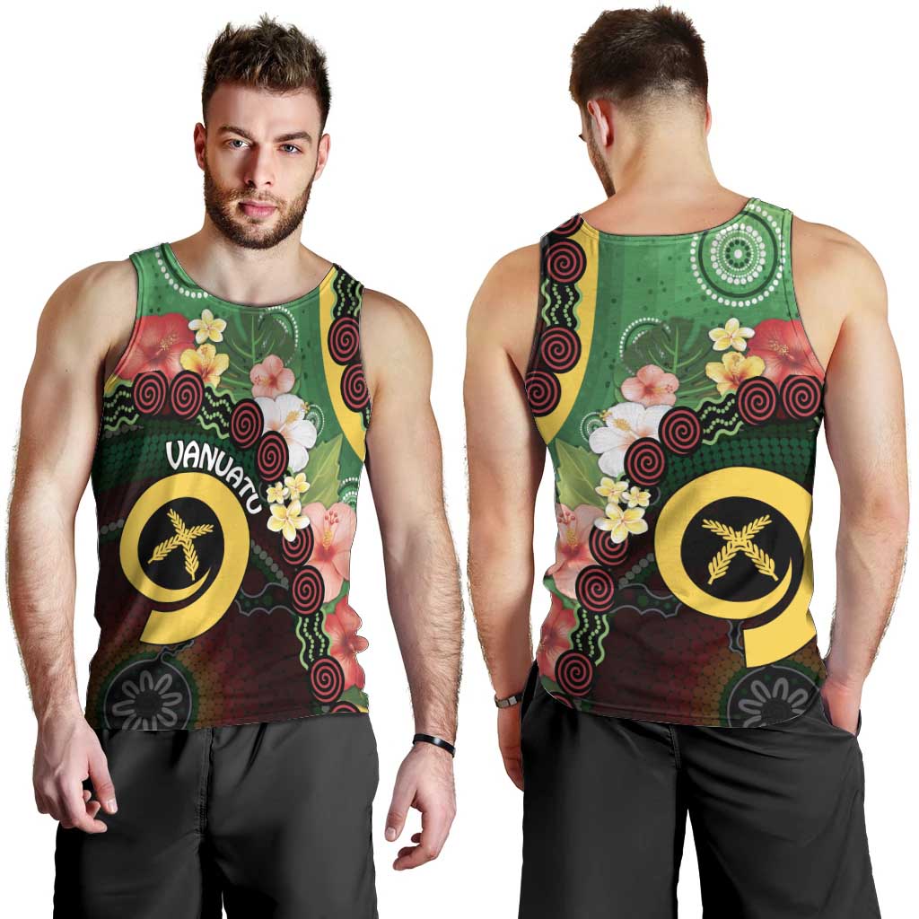 Long God Yumi Stanap Vanuatu Men Tank Top Tropical Flowers Aboriginal Pattern