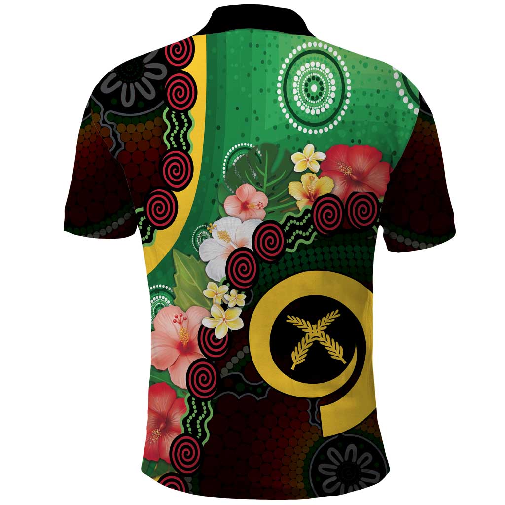 Long God Yumi Stanap Vanuatu Polo Shirt Tropical Flowers Aboriginal Pattern LT14 - Polynesian Pride