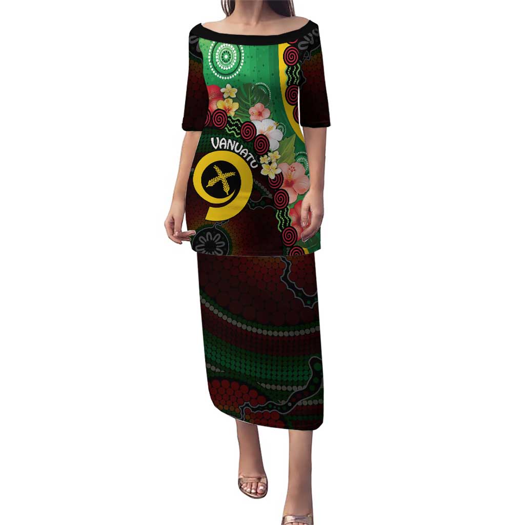 Long God Yumi Stanap Vanuatu Puletasi Tropical Flowers Aboriginal Pattern