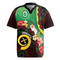 Long God Yumi Stanap Vanuatu Rugby Jersey Tropical Flowers Aboriginal Pattern