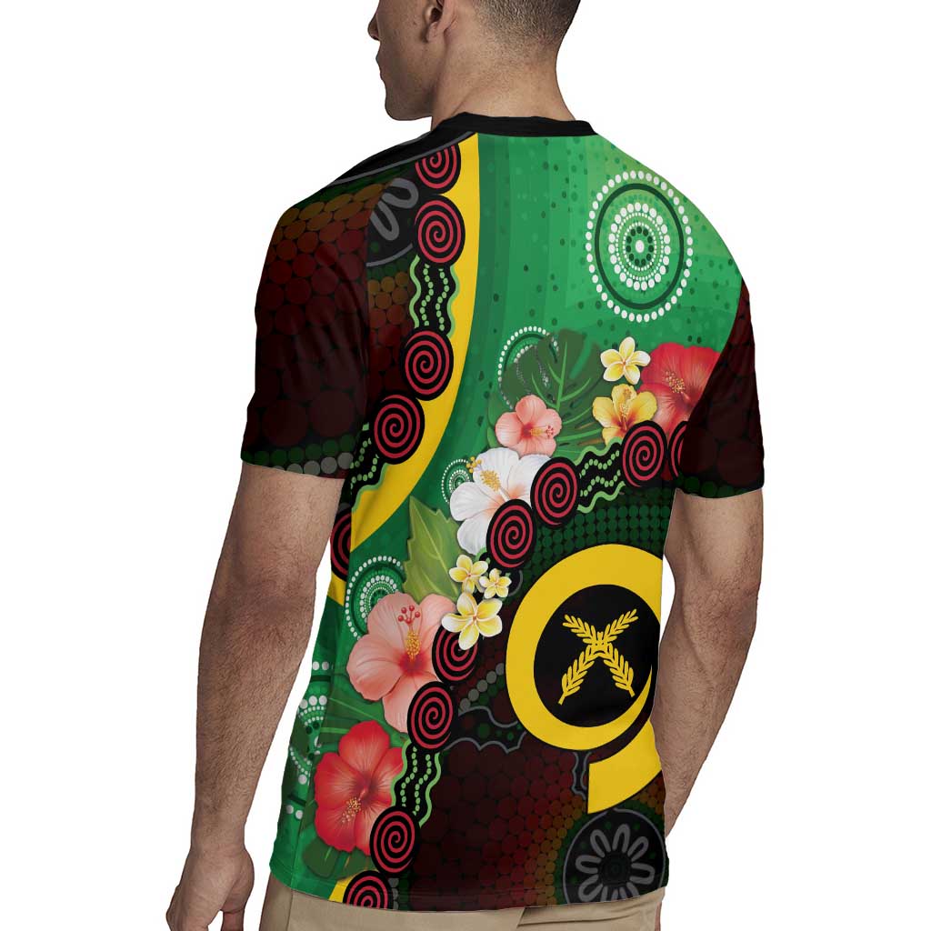 Long God Yumi Stanap Vanuatu Rugby Jersey Tropical Flowers Aboriginal Pattern